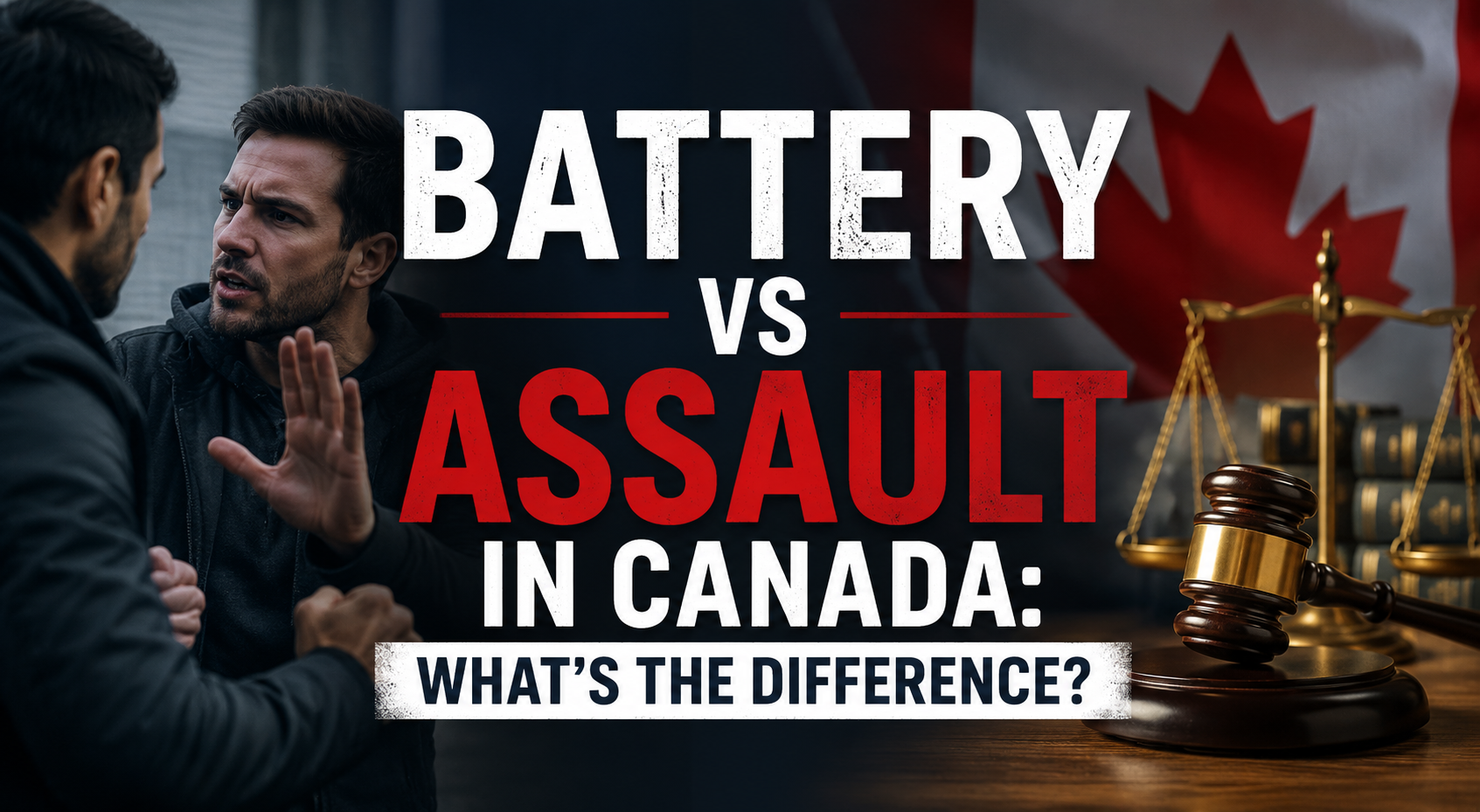 A horizontal legal-themed featured image showing a courthouse, judge's gavel, and scales of justice with a Canada flag in the background. Overlay text reads: 